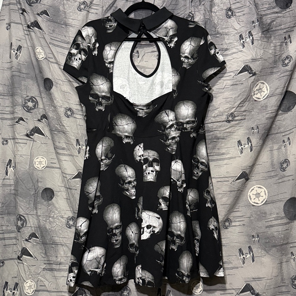NWOT KILLSTAR SKULL SKATER PAN COLLAR DRESS SZ XXL - Picture 3 of 6